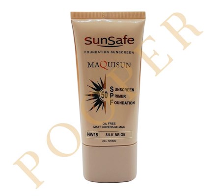 ضدآفتاب کرم پودری فاقد چربی سان سیف بژ ابریشمی NW15 SPF50